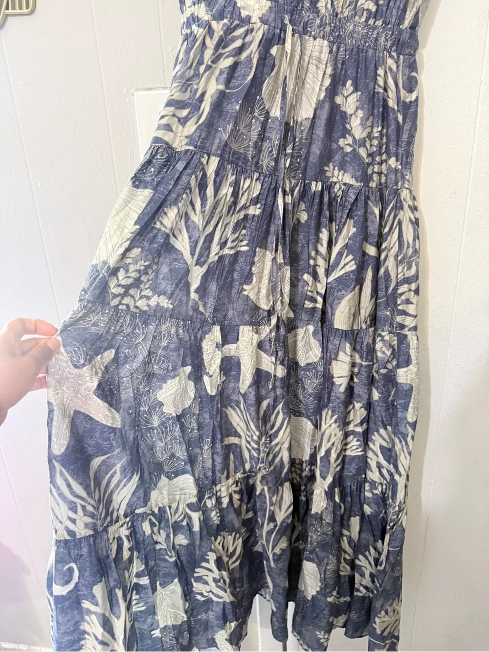Pinch Navy & Cream Botanical Sleeveless Maxi Dress